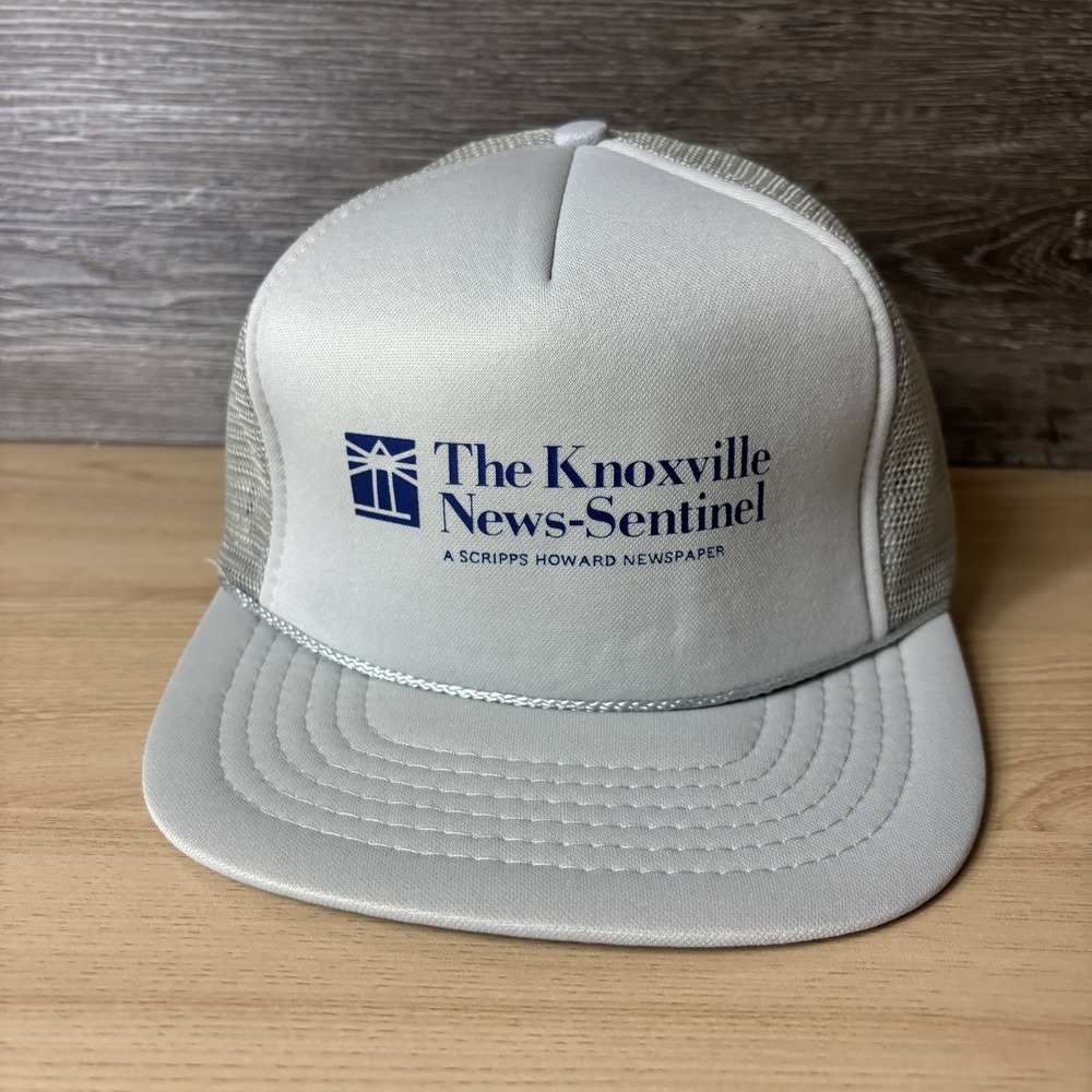 Knoxville News-Sentinel Hat Cap Snap Back Gray White Mesh Trucker Promo Mens